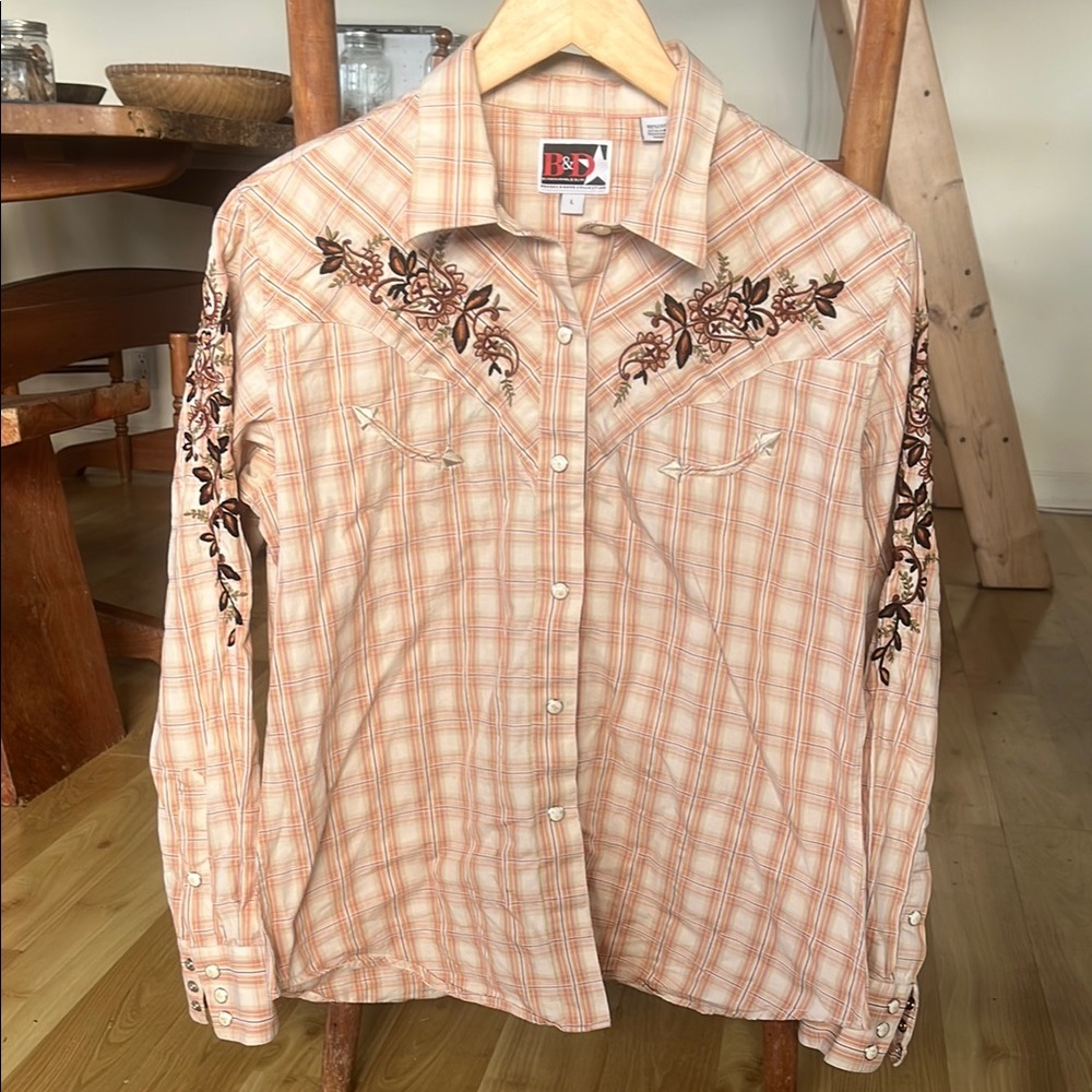 B&D by Panhandle Slim Brooks and Dunn collection button down rodeo shirt size L